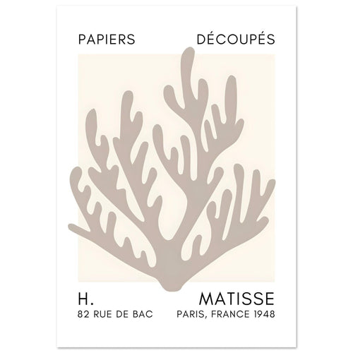 Artfulprints  Matisse – Coral harmony grey   poster A4 21x29.7 cm