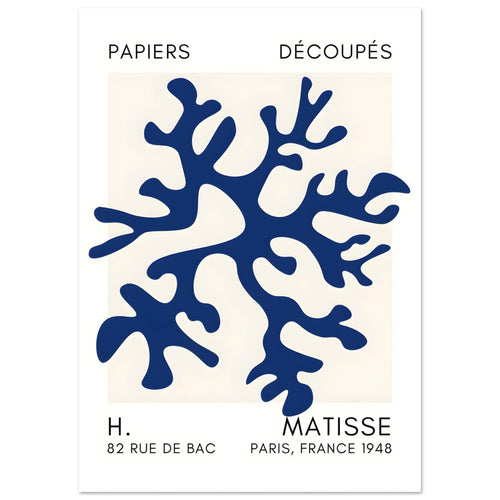 Artfulprints  Matisse – Dreamy coral flower navy blue II   poster A4 21x29.7 cm - vtwonen shop