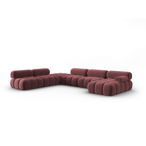Cosmopolitan Design - Modulaire panoramische hoekbank links Cortina 7-zits, flueel roze - 282x376x70cm