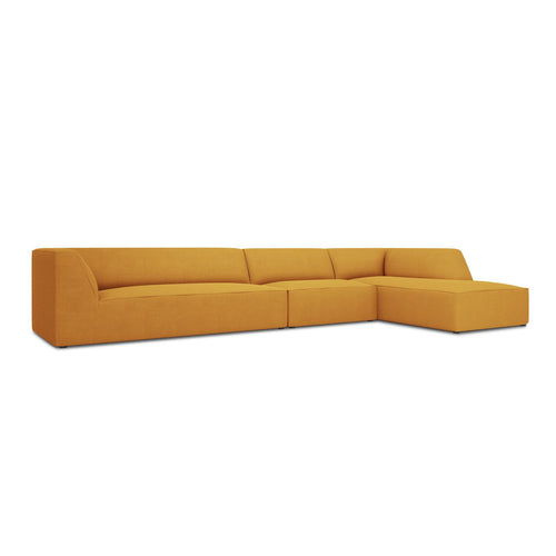 Cosmopolitan Design - Modulaire hoekbank rechts Siena 5-zits, structurele stof geel - 180x366x69cm