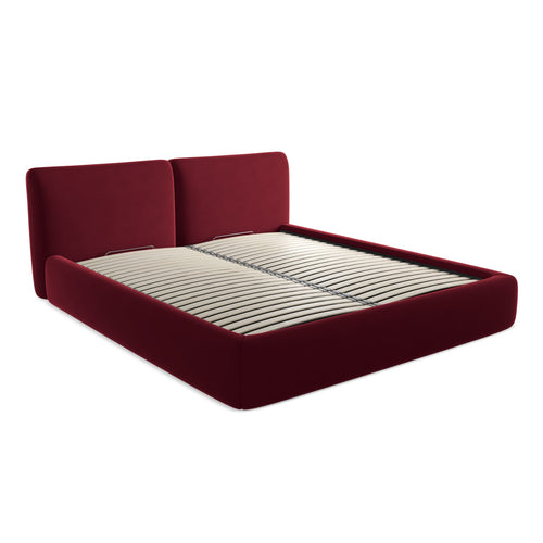 LaMiaSofa Bed met opbergruimte Milano - velours - bourgondië - 200x228x82