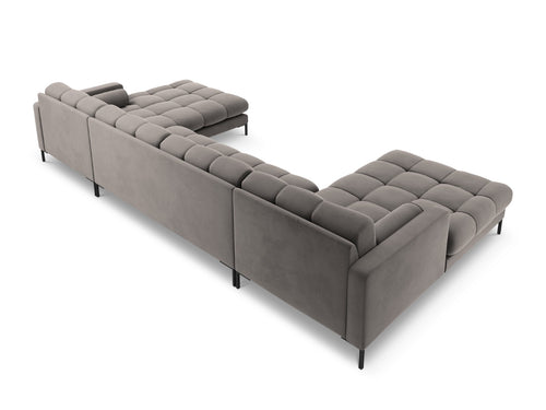 Cosmopolitan Design Panoramische bank Bali 7-zits, flueel, lichtgrijs - 185x383x75cm