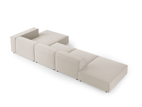 Cosmopolitan Design rechter hoekbank Arendal 5-zits, flueel, ecru - 166x341x70cm
