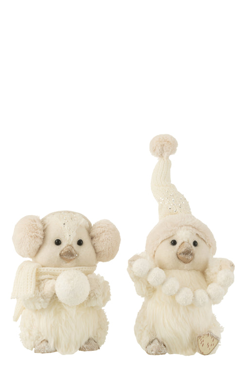 J-Line figuur Pinguin Sneeuwbalen Staand - textiel - ecru - large - 2 stuks