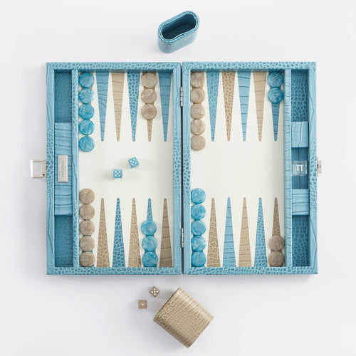 Premium Interiors - Backgammon - Gemiddeld BACKGAMMON - leer rivierablauw 38cm
