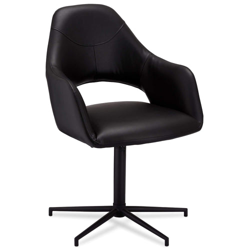 Furnhouse eetkamerstoelen armleuning Luna - Zwart - Kunstleer - Set van 6