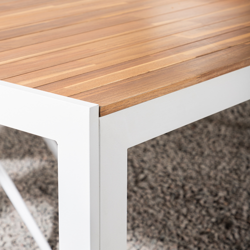 Nest outdoor Lasse Tuintafel Aluminium Wit - met Houten Tafelblad - vtwonen shop