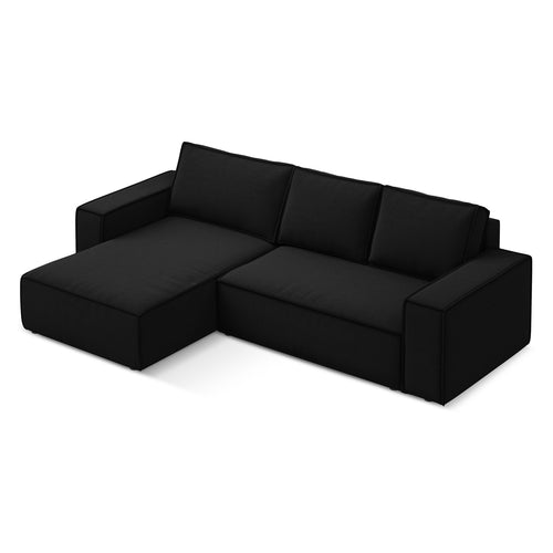 LaMiaSofa hoekbank links Livorno - velours - zwart - 290x185x82