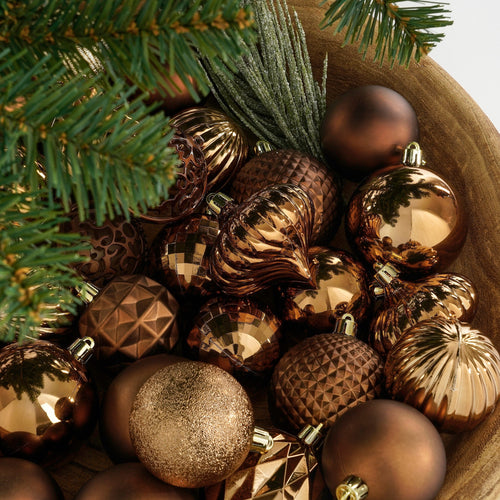 Mica Decorations Kerstballen Set - 60 Stuks - Ø7 cm - Onbreekbaar - Bruin - vtwonen shop