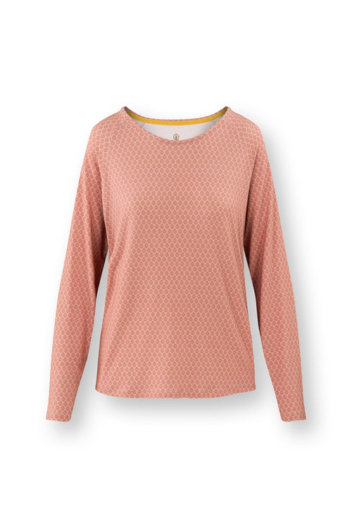 Pip Studio - Tina Pyjama t-shirt - Lange mouw Dames - Thousand Leaves - Roze - XL