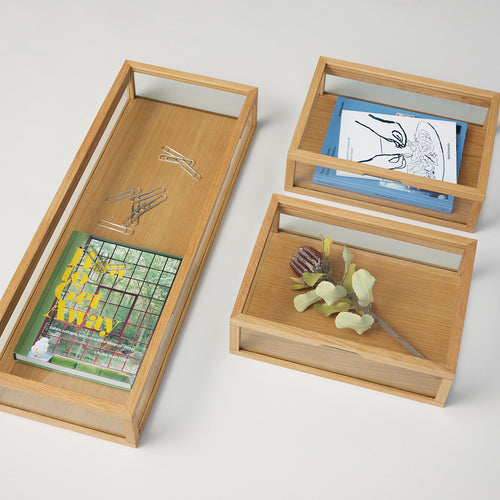 Hübsch vitrinekast View - glas/mdf/eikenfineer/eikenhout - 80x30xh12cm - vtwonen shop