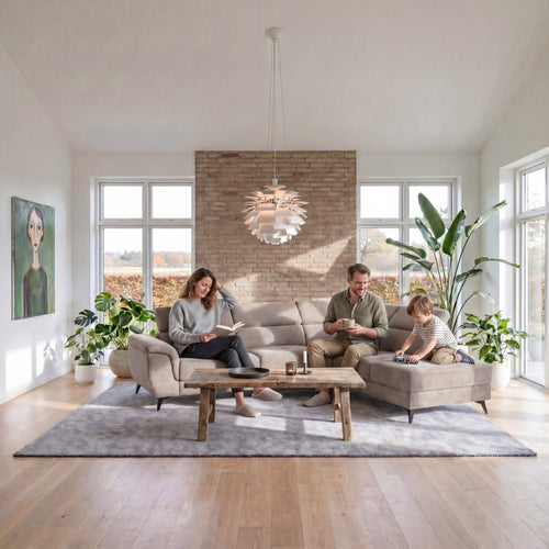 Furnhouse chaise longue bank rechts Betis - Taupe - Stof - 95x290x90