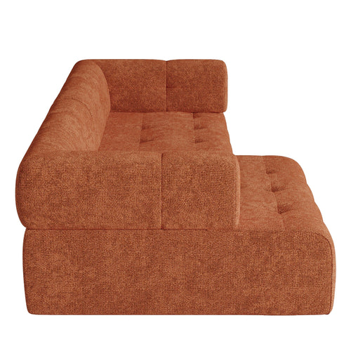 Sia Home - Hoekbanken links CHARLIE - Chenille fluweel - Terracotta - 238cm - vtwonen shop