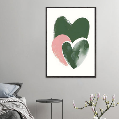 Artfulprints Poster Boho – Heart trio   - A4 21x29.7 cm - Groen