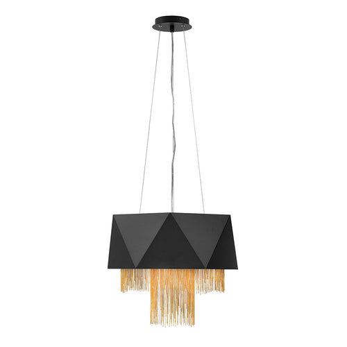 Elstead Zuma 6-lichts hanglamp, satijnzwart, goud, E27