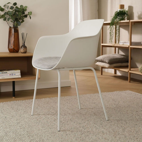 Nolon Nora-Liz Eetkamerstoel Wit - Lichtgrijs Kussen - Witte Poten - vtwonen shop