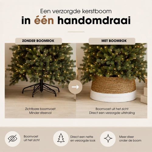 Mica Decorations Kerstboomrok Ø58 x H26 cm - Kerstboom Rok Zeegras - Kerstboommand Off White