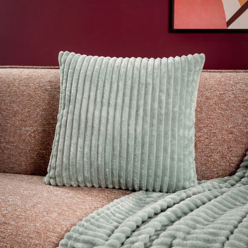 MARTHY - plaid 140x180 cm - ribfluweel - gerecycled - Jadeite - groen