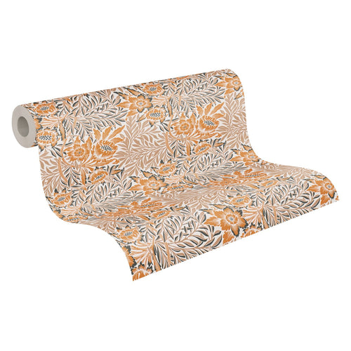 Livingwalls behang bloemmotief oranje, beige, wit en zwart - 53 cm x 10.05 m - AS-390582