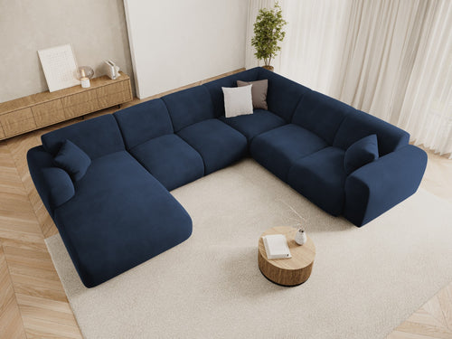 Cosmopolitan Design Panoramische hoekbank rechts Nolio 6-zits, flueel koningsblauw - 252x342x72cm