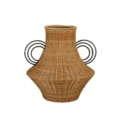 Mica Decorations Fabiola Decoratie Vaas - H43 x Ø30 cm - Rotan - Bruin