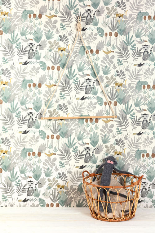 Masureel behang jungle dieren groen - 53 cm x 10.05 m - 631846