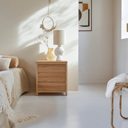 Tikamoon Nachtkastje in massief eiken met 3 laden - Naturel - vtwonen shop
