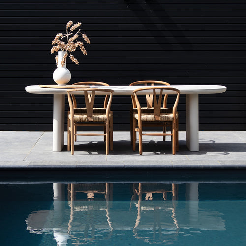 Giga Meubel Tuintafel Maya - Deens Ovaal - Beige Betonlook - 200x100x75cm