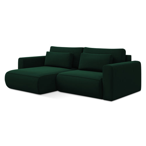 LaMiaSofa hoekbank links Perugia - velours - flessengroen - 240x149x82