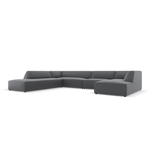 Cosmopolitan Design - Modulaire panoramische hoekbank links Siena 7-zits, imitatieleer donkergrijs - 273x366x69cm
