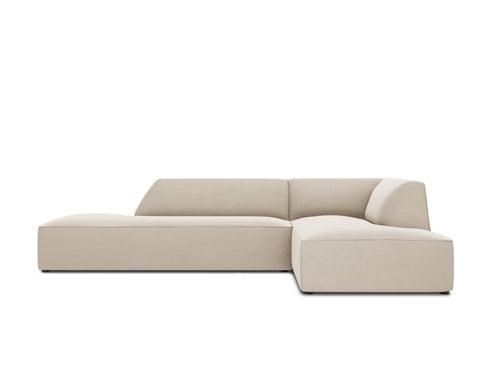 Micadoni rechter hoekbank Ruby 4-zits, flueel, beige - 180x273x69cm