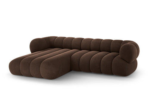 Cosmopolitan Design linker hoekbank Koge 5-zits, flueel chocolade - 165x270x70cm
