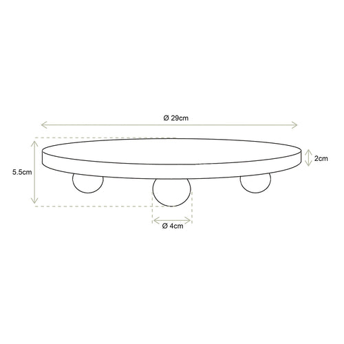 vtwonen Dienblad met Voet - Hout - Zwart - 29 cm - vtwonen shop