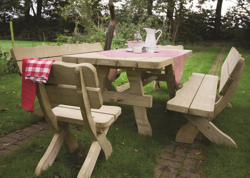 MaximaVida houten tuinset Provence 200 cm met 1 tafel en 6 stoelen - vtwonen shop