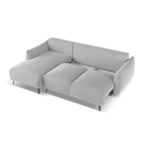 LaMiaSofa hoekbank links Genova - velours - grijs - 242x162x86
