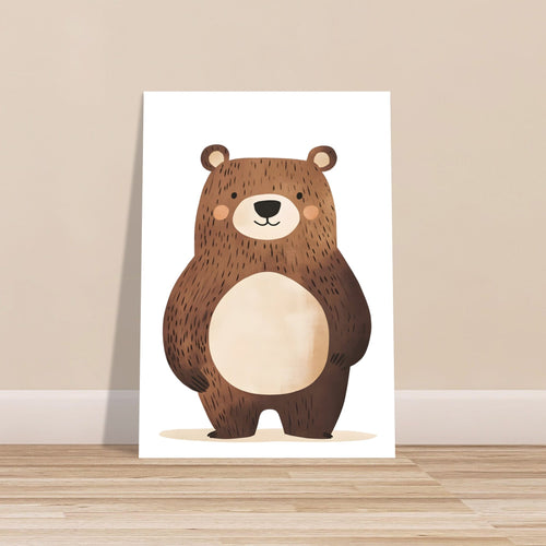 Artfulprints Poster Bruine beer staand   - 70x100 cm - Bruin