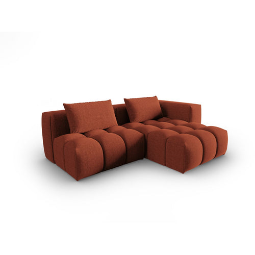 Cosmopolitan Design - Modulaire hoekbank rechts Verona 3-zits, structurele stof koraal - 145x205x70cm