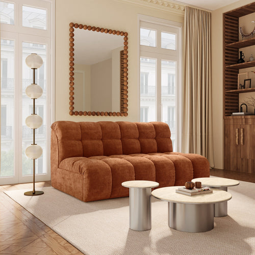 Premium Interiors - Bank SEVEN - gewaafd fluweel terracotta 162cm