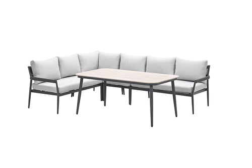 Barcelona lounge-diningset -5-dlg. - c. black -dark grey - valley sand