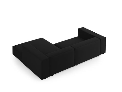 Cosmopolitan Design rechter hoekbank Arendal 3-zits, flueel, zwart - 166x224x70cm