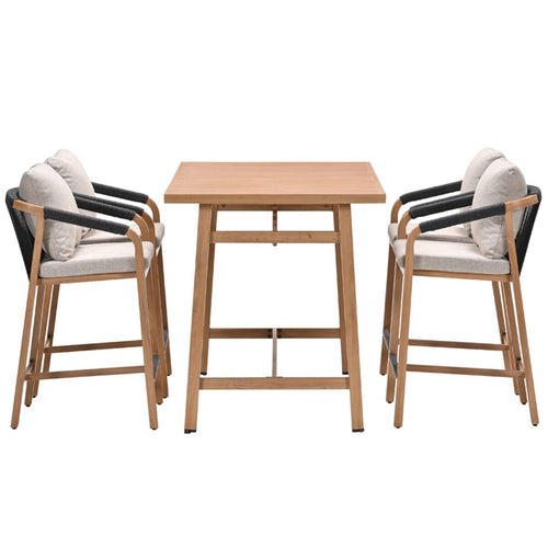 Monti barset - 5-dlg.- light teaklook - rope lava zwart - gobi sand