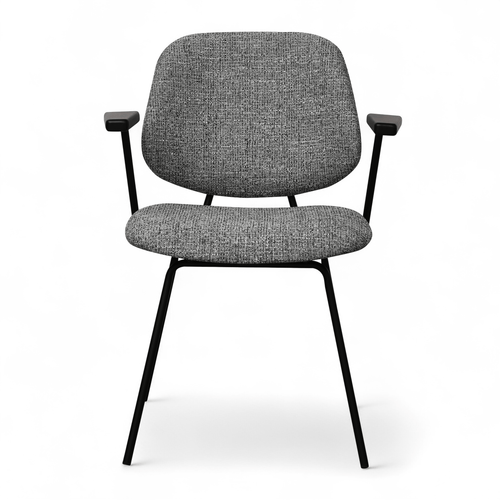 Furnhouse eetkamerstoelen armleuning Sofia - Grijs - Stof (Bouclé) - Set van 2