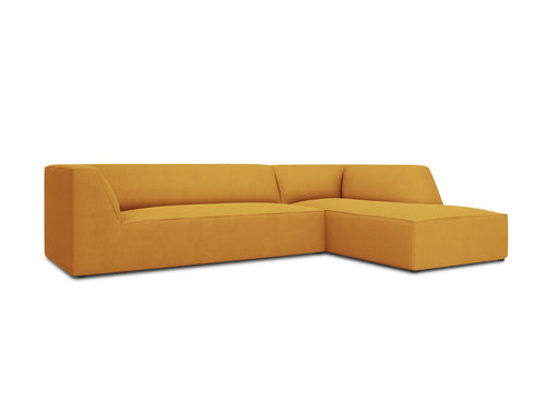 Micadoni rechter hoekbank Ruby 4-zits, structurele stof, geel - 180x273x69cm