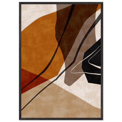 Artfulprints Poster met Lijst Boho – Warm abstraction   - 70x100 cm - Bruin