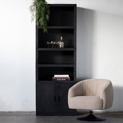 Giga Meubel Wandkast Xander - Zwart Mangohout - 80x45x220cm