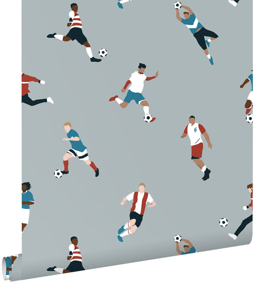 ESTAhome behang voetbalspelers lichtblauw - 50 x 900 cm - 131555 - vtwonen shop