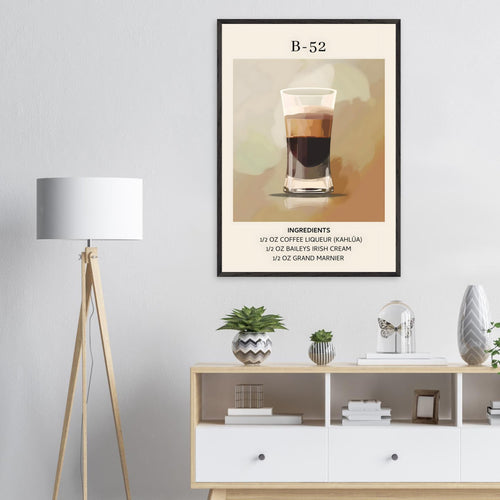 Artfulprints Poster B-52 cocktail - Ingrediënten   - A4 21x29.7 cm - Bruin
