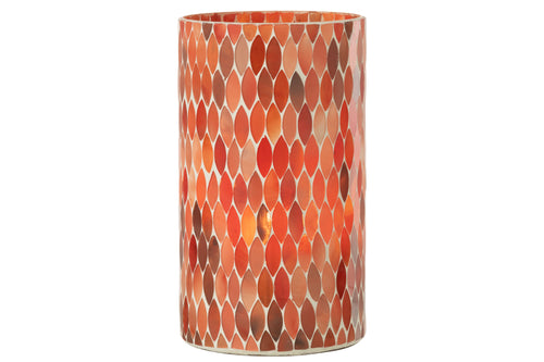 J-Line windlicht Mozaiek Blad - glas - rood/oranje - large - vtwonen shop