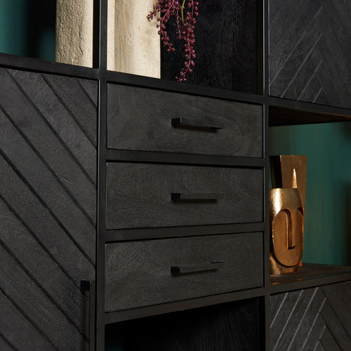 StarFurn Vakkenkast New York Supreme XXL - Zwart Hout - 160x45x200cm - vtwonen shop