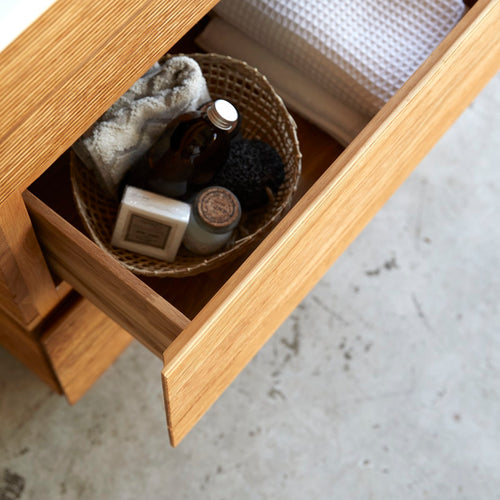 Tikamoon Massief eikenhouten en keramisch badkamermeubel 120 cm - Naturel - vtwonen shop